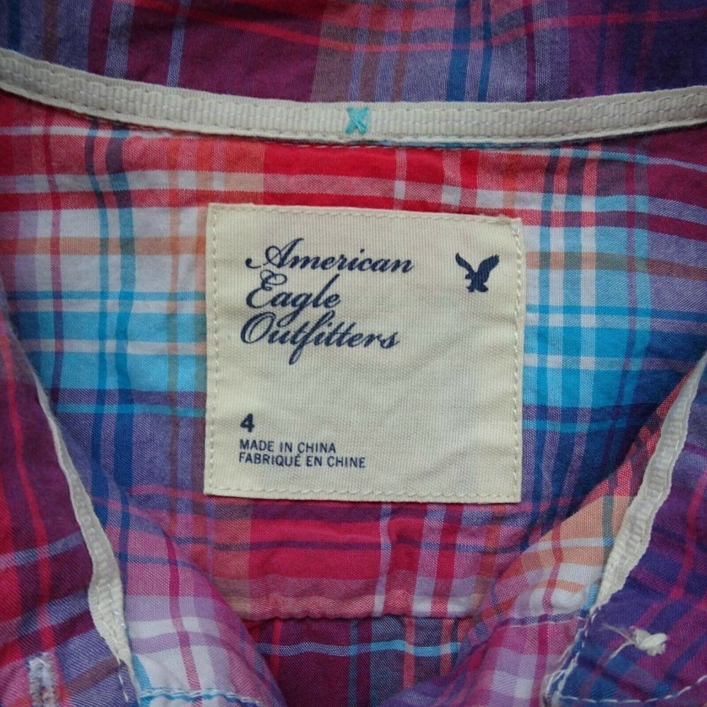 ๐ฐ3/$25 American Eagle Outfitters Button Down Shirt Top LS Plaid Western 4 - Picture 8 of 12